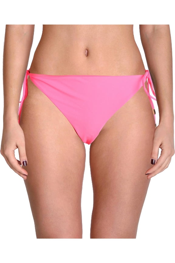Womens String Tie Neon Swim Bottom Separates Pink XL