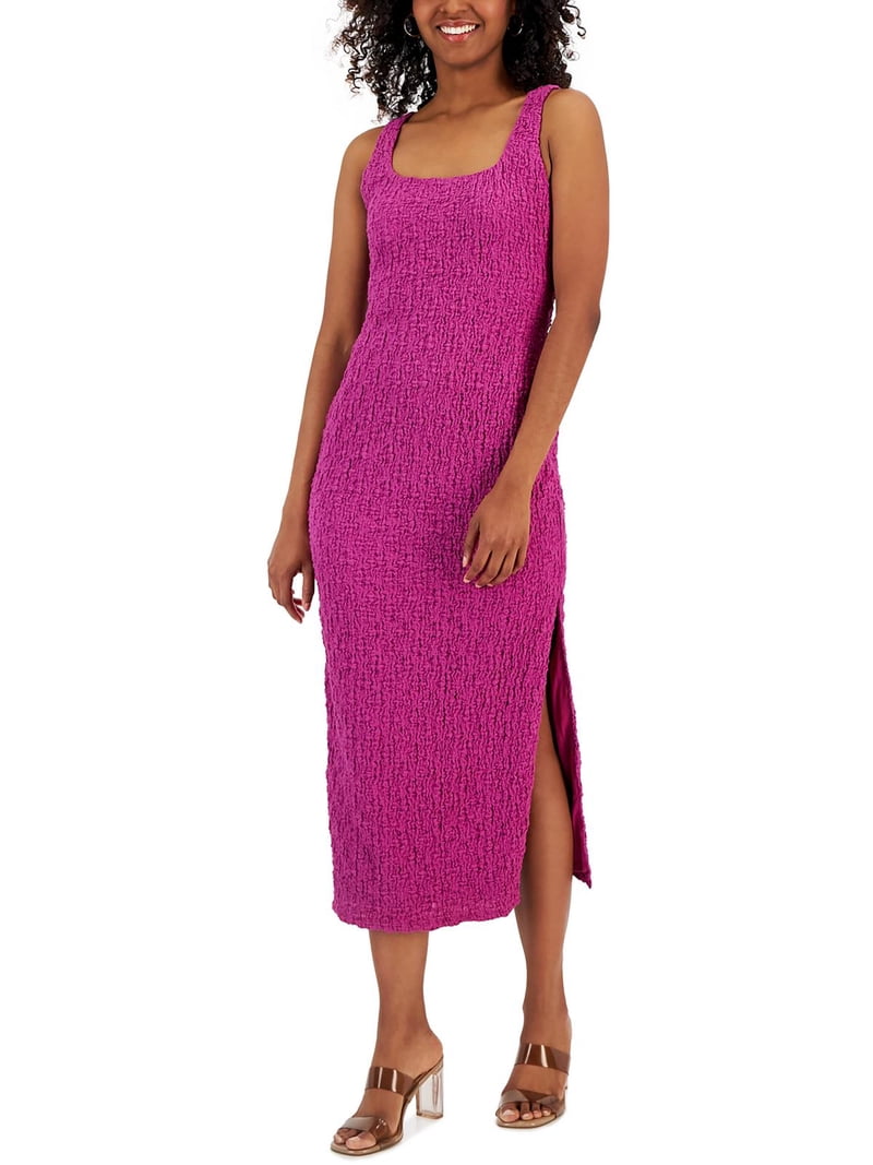 knee length dresses for ladies Rachel Stretchy Rib Fitted Midi Dress main image 0