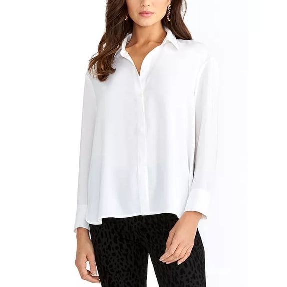 Rachel Roy Women's Button-Front Shirt Ivory Size Large