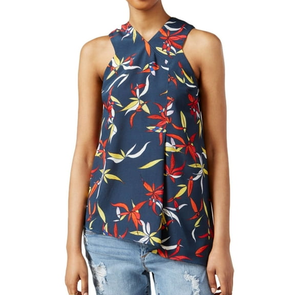 Rachel Roy Womens Asymmetrical-Hem Knit Blouse, Multicoloured, X-Small