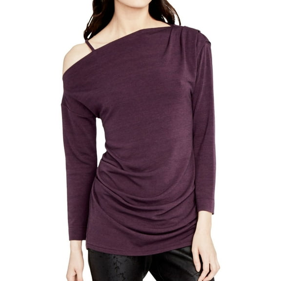 Rachel Roy Womens Asymmetrical Knit Blouse, Purple, Large