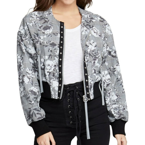 Rachel Roy Womens Baldwin Bomber Jacket, Grey, XX-Large