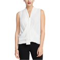 thumbnail image 1 of Rachel Roy Womens Beckett Tie Neck Sleeveless Blouse Top, White, Large, 1 of 2