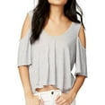 thumbnail image 1 of Rachel Roy Womens Cold Shoulder Basic T-Shirt, Grey, Large, 1 of 2