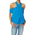 thumbnail image 1 of Rachel Roy Womens Cold Shoulder Knit Blouse, Blue, 2, 1 of 2