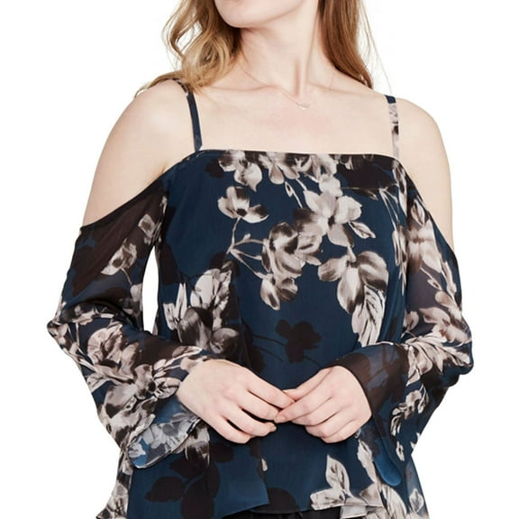 Rachel Roy Womens Cold Shoulder Knit Blouse, Blue, Small