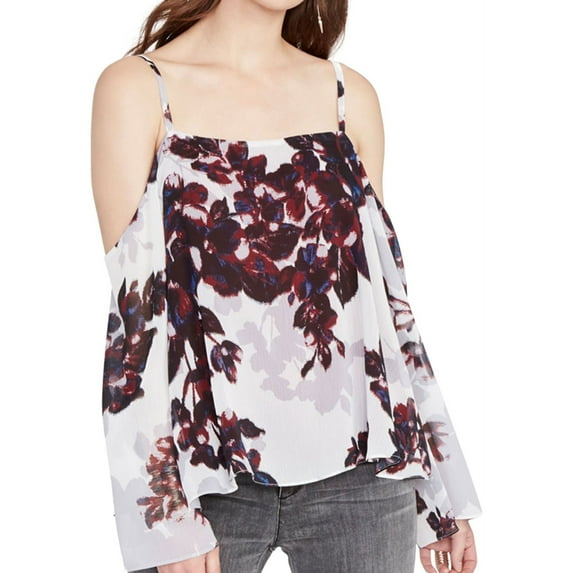 Rachel Roy Womens Cold Shoulder Knit Blouse, Purple, Large