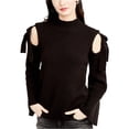 thumbnail image 1 of Rachel Roy Womens Cold Shoulder Knit Sweater, Black, X-Small, 1 of 3