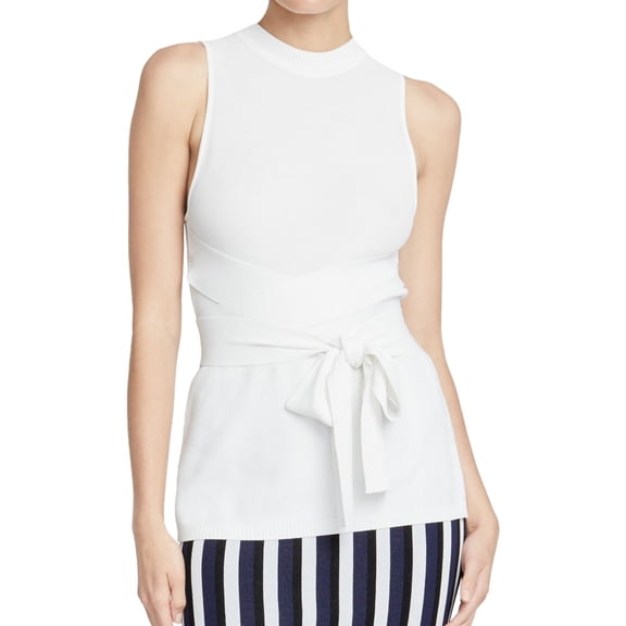 Rachel Roy Womens Conall Belted Tank Top, White, Medium