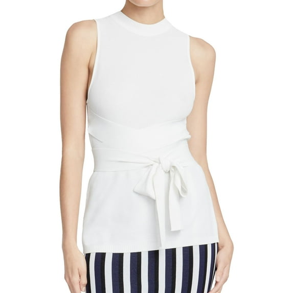 Rachel Roy Womens Conall Belted Tank Top, White, Medium