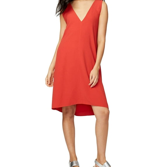 Rachel Roy Womens Craped Cross Back A-line Dress, Red, 2