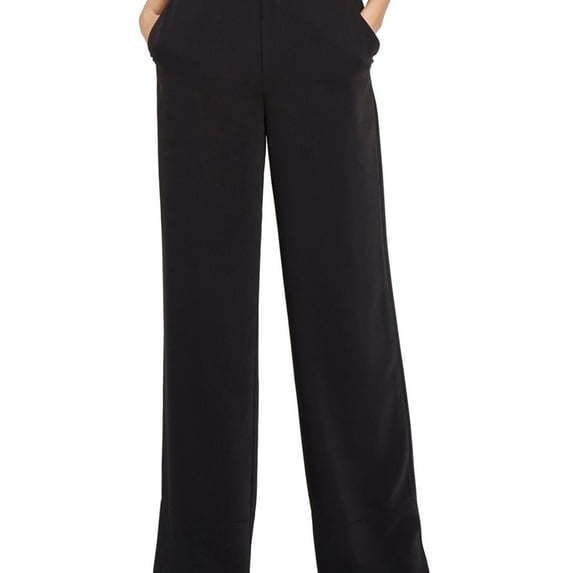 Rachel Roy Womens Crepe Casual Wide Leg Pants, Black, 4