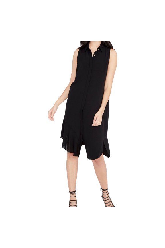 Rachel Roy Womens Crepe Shirt Dress, Black, Large