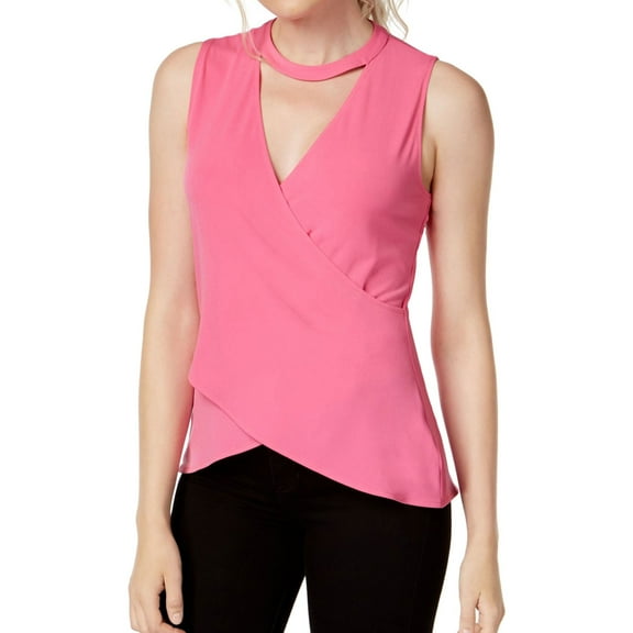 Rachel Roy Womens Cross-Front Wrap Blouse, Pink, X-Large