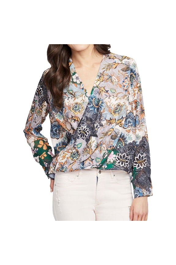Rachel Roy Womens Crossover Peasant Blouse, Multicoloured, 2