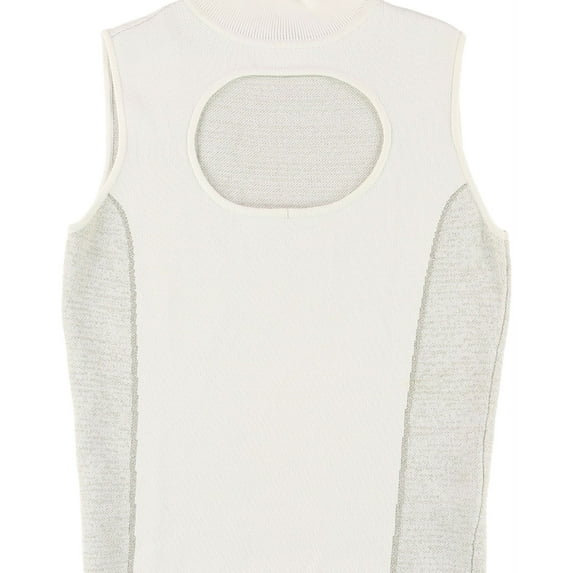 Rachel Roy Womens Cutout Sleeveless Blouse Top, White, Medium