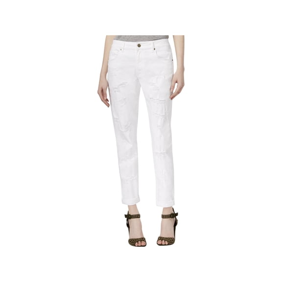 Rachel Roy Womens Destroyed Mid-Rise Girlfriend Jeans