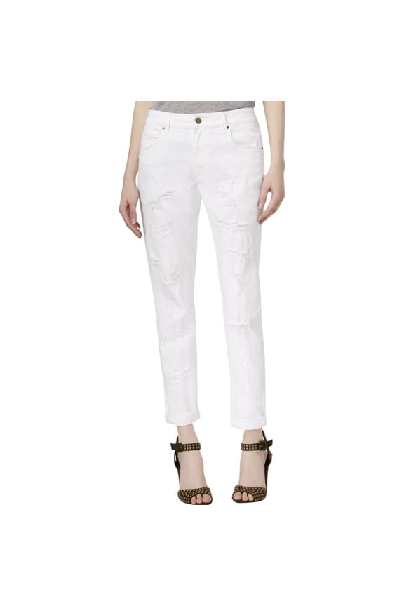 Rachel Roy Womens Destroyed Mid-Rise Girlfriend Jeans