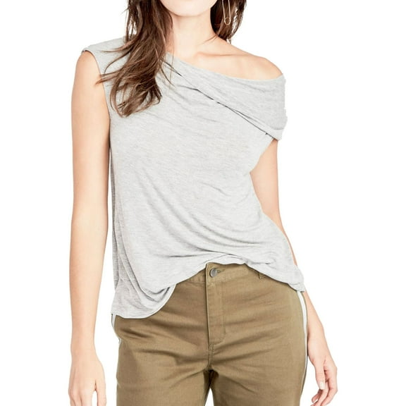 Rachel Roy Womens Draped One Shoulder Blouse, Grey, Small
