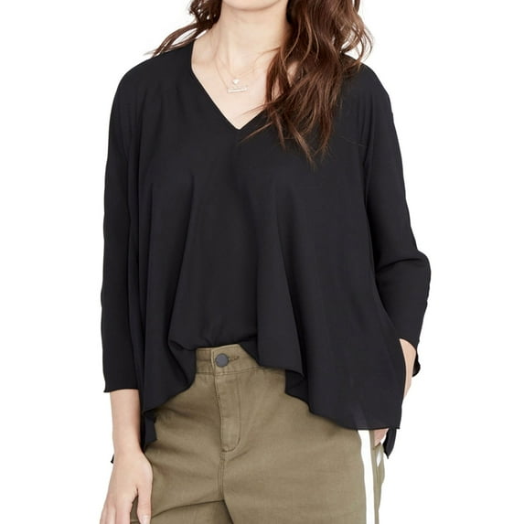 Rachel Roy Womens Drapey Knit Blouse, Black, Large