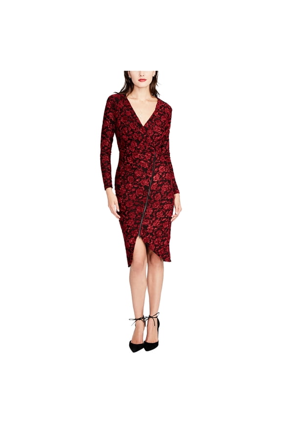 Rachel Roy Womens Embroidered Midi Dress, Red, Small