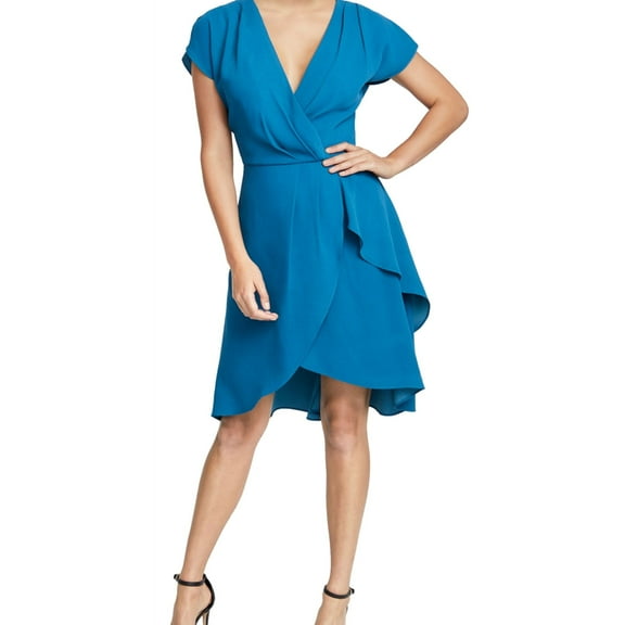 Rachel Roy Womens Faux-Wrap High-Low Dress, Blue, 2