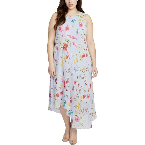Rachel Roy Womens Floral Asymmetrical Dress, Multicoloured, Plus Size, 2X