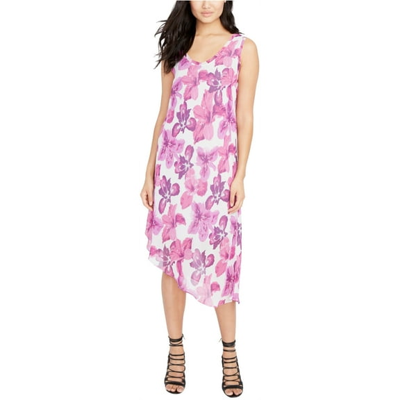 Rachel Roy Womens Floral Asymmetrical Dress, Purple, X-Large