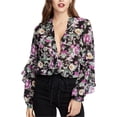 thumbnail image 1 of Rachel Roy Womens Floral Button Down Blouse, Black, Medium, 1 of 2