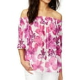 thumbnail image 1 of Rachel Roy Womens Floral Chiffon Knit Blouse, Purple, Medium, 1 of 5
