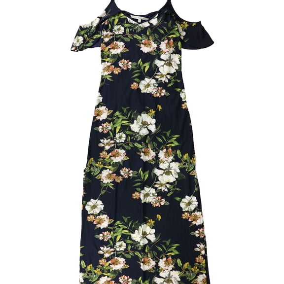 Rachel Roy Womens Floral Slit Cold Shoulder Dress, Blue, Small
