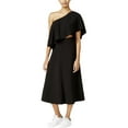 thumbnail image 1 of Rachel Roy Womens Flounce Midi One Shoulder Dress, Black, 0, 1 of 3