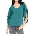 thumbnail image 1 of Rachel Roy Womens Flutter Cold Shoulder Blouse, Green, Medium, 1 of 2