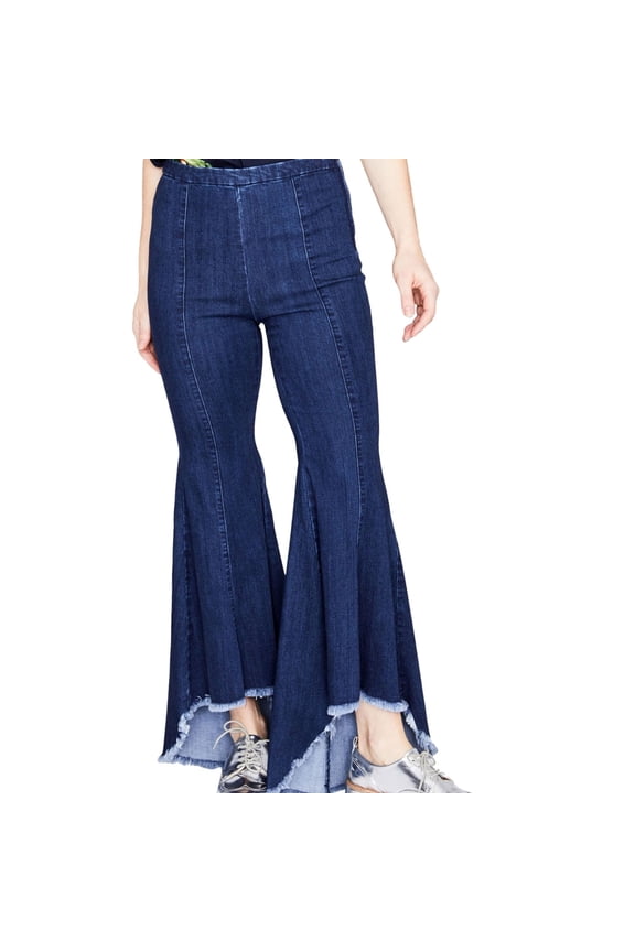 Rachel Roy Womens Frayed Hem Flared Cropped Jeans, Blue, 25