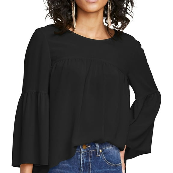 Rachel Roy Womens High low Pullover Blouse, Black, X-Small