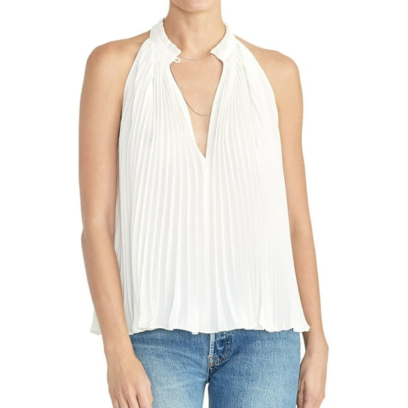 Rachel Roy Womens Holly Pleat Pullover Blouse, White, X-Small