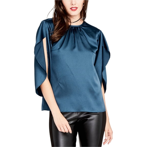 Rachel Roy Womens Julia Textured Knit Blouse, Blue, X-Small