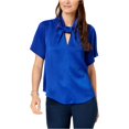 thumbnail image 1 of Rachel Roy Womens Keyhole Twist Neck Pullover Blouse, Blue, XX-Large, 1 of 1
