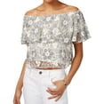 thumbnail image 1 of Rachel Roy Womens Lace Crop Knit Blouse, Grey, X-Large, 1 of 2