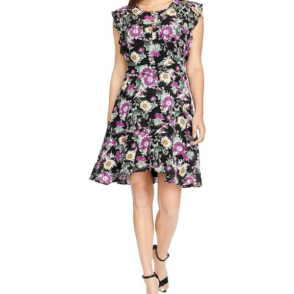 Rachel Roy Womens Lora Flounce Dress, Black, 8