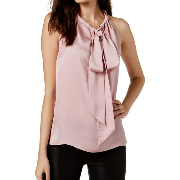 Rachel Roy Womens Madeline Tie-Front Knit Blouse, Pink, 14