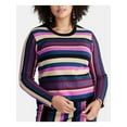 thumbnail image 1 of Rachel Roy Womens Metallic Striped Pullover Sweater, Purple, Plus Size, 1X, 1 of 4