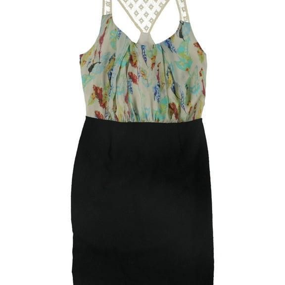 Rachel Roy Womens Mixed Media Sheath Dress, Black, 8