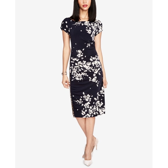 Rachel Roy Womens Mixed-Print Ruched Bodycon Dress, Blue, XX-Large
