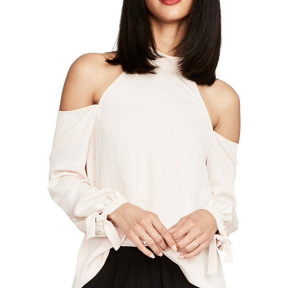Rachel Roy Womens Mock neck Off the Shoulder Blouse, Pink, 4