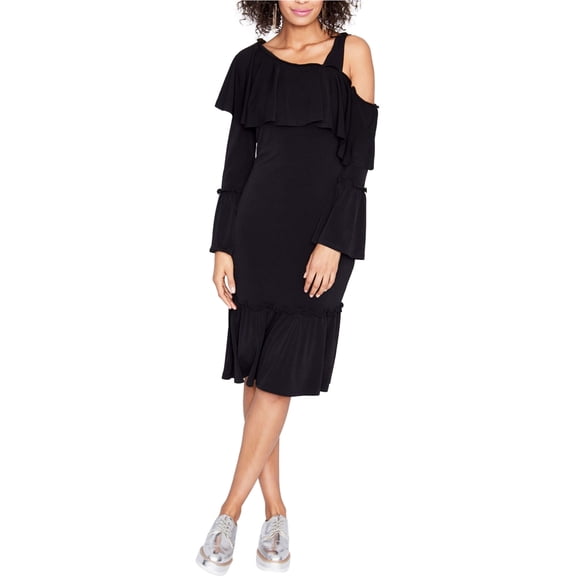 Rachel Roy Womens One-Shoulder Flounce Dress, Black, XX-Large