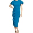 thumbnail image 1 of Rachel Roy Womens Pippa Ruched Sheath Midi Dress, Blue, Large, 1 of 2