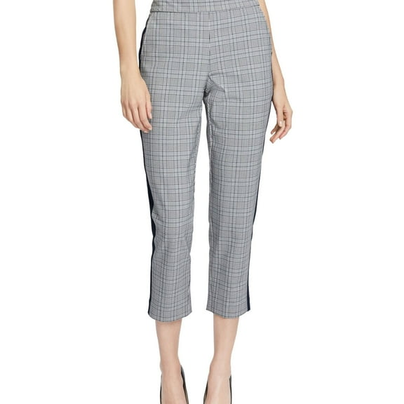 Rachel Roy Womens Plaid Casual Cropped Pants, Grey, XX-Large