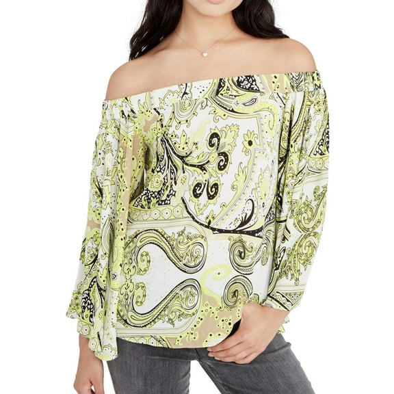 Rachel Roy Womens Printed Knit Blouse, Green, Large
