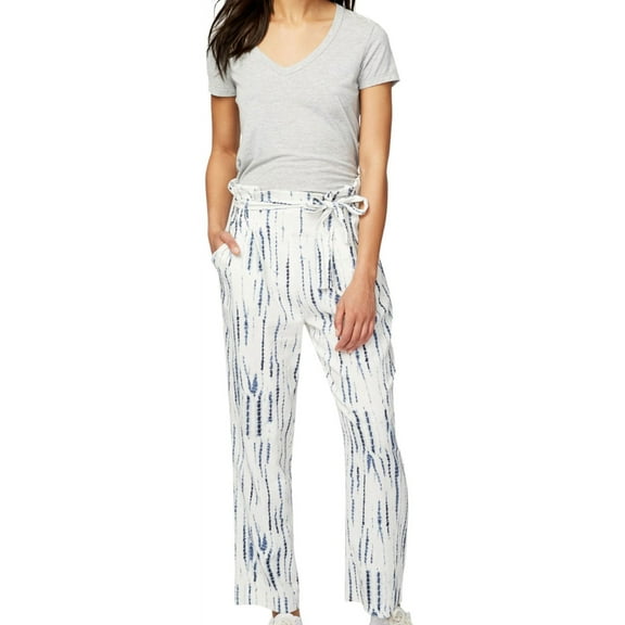 Rachel Roy Womens Printed Paper Bag Casual Trouser Pants, White, 14 Regular